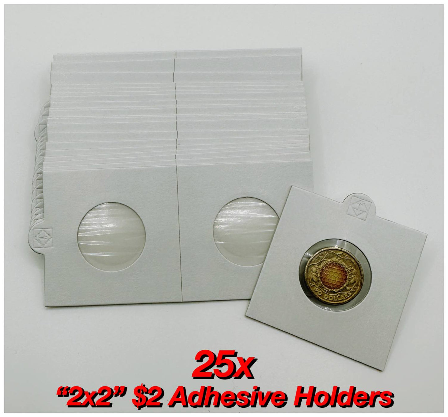 25x $2 "2x2" Adhesive Coin Holders