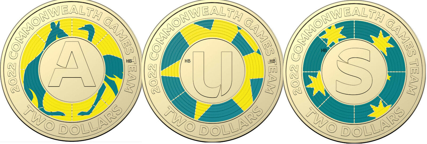 3x 2022 $2 COMMONWEALTH GAMES COINS - CIRCULATED SET