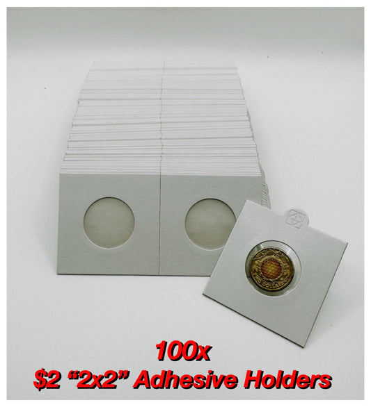 100x $2 "2x2" Adhesive Coin Holders