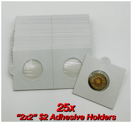 25x $2 "2x2" Adhesive Coin Holders