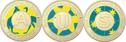 3x 2022 $2 COMMONWEALTH GAMES COINS - CIRCULATED SET
