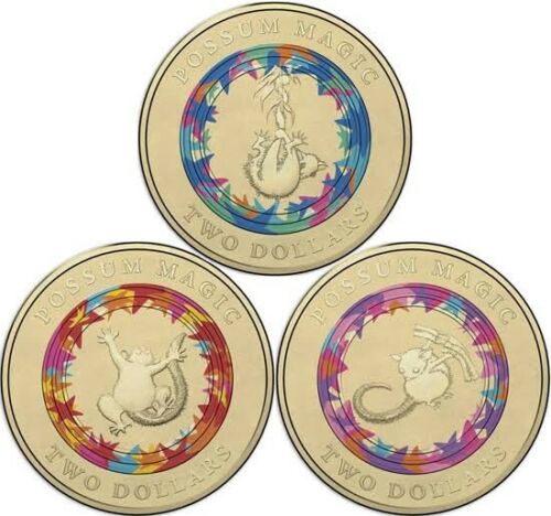 3x 2017 POSSUM MAGIC COINS - CIRCULATED SET